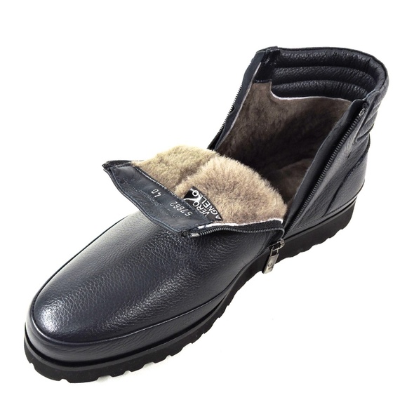 GOOD MAN ?? MEN\'S NAVY BLUE SOFT LEATHER WINTER BOOTS